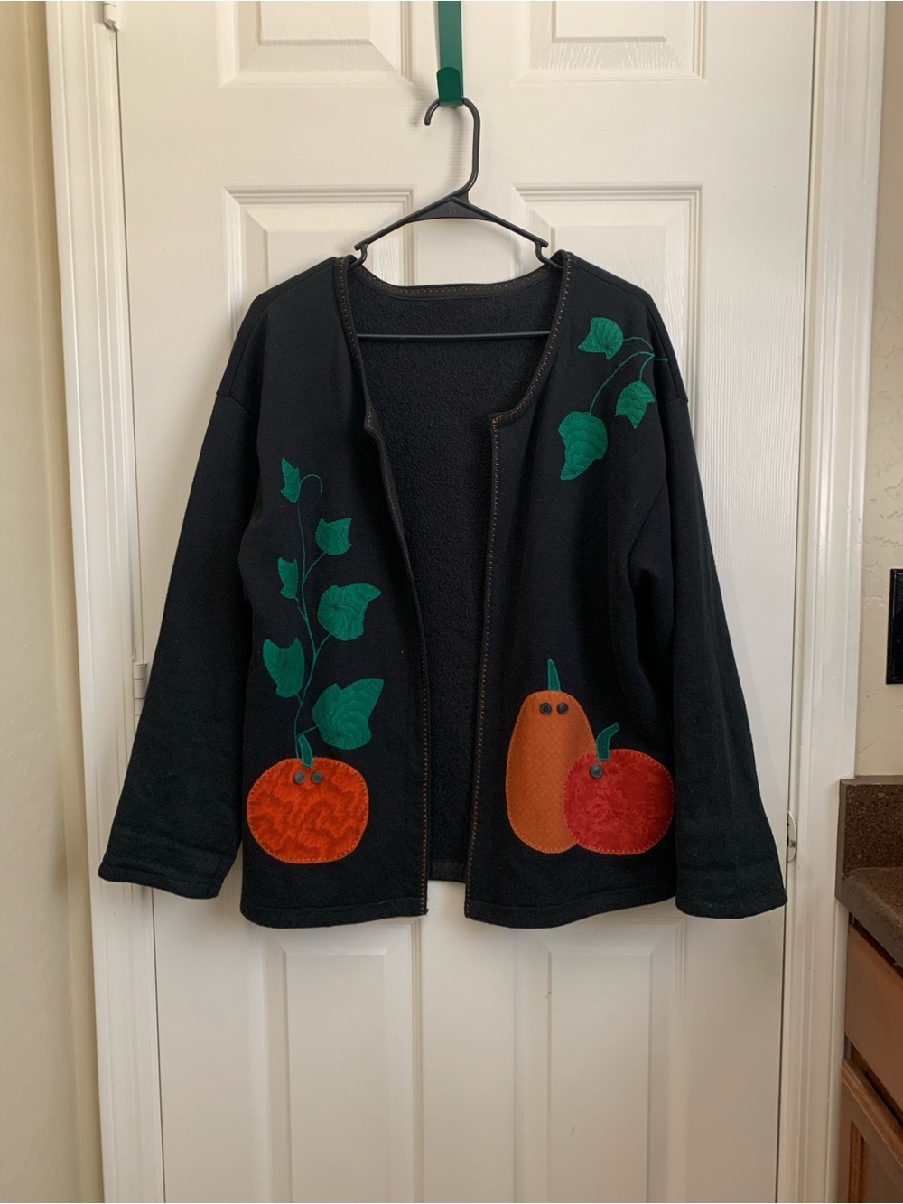 Granola Granny Pumpkin Apple Appliqué Cardigan